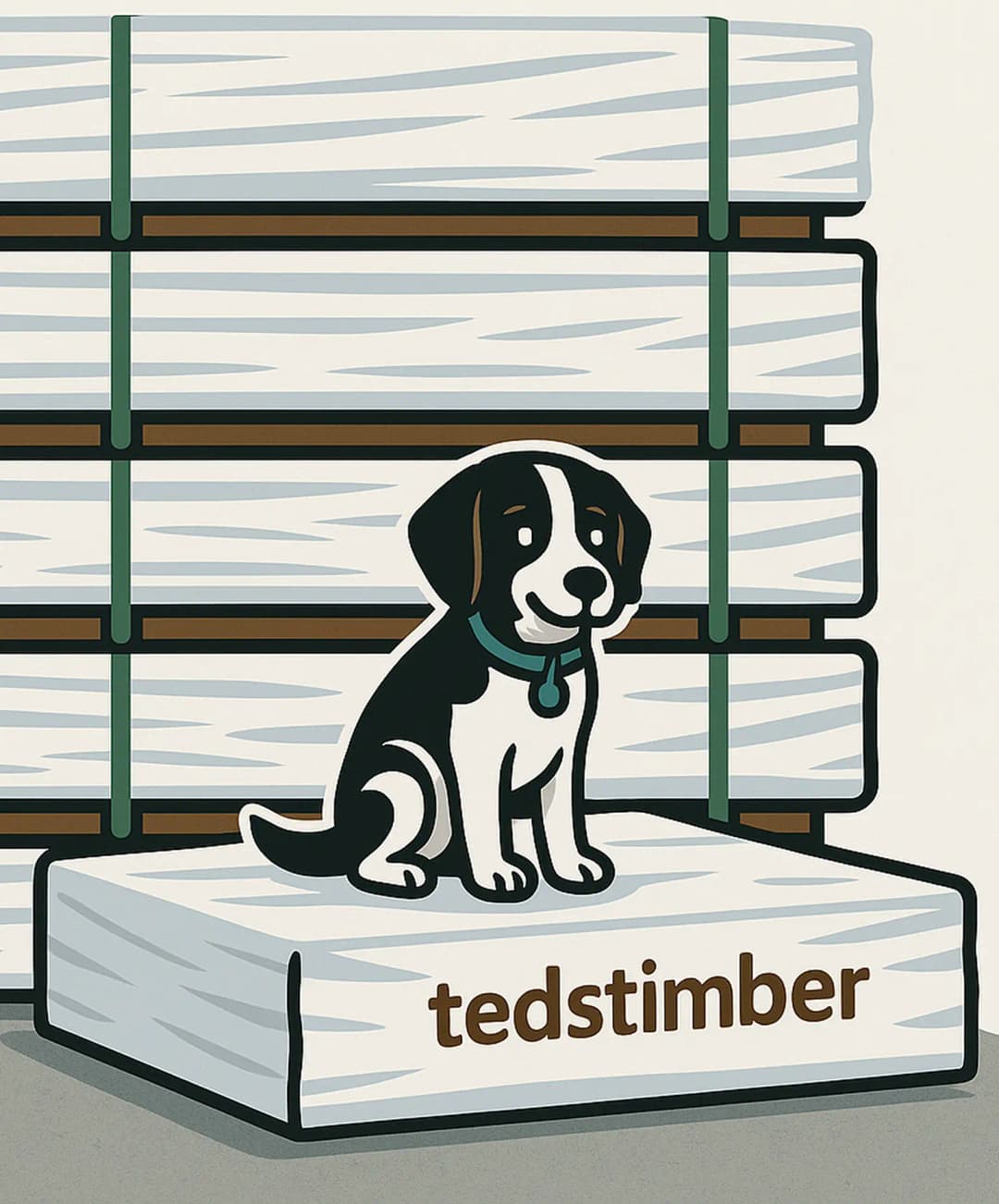 Teds Timber - Dog sitting on timber